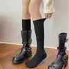 Calcetines Gruesos Blancos Retro Primavera/Otoño Calcetines hasta la Pantorrilla Estilo Miu Otoño/Invierno Calcetines Largos hasta la Rodilla Mallard Calcetines para Combinar con Botas
