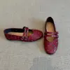 Sapatos Femininos Rasos de Bico Redondo com Tiras Duplas Estilo Retro Francês, Sapatilhas de Couro Genuíno com Tachas, Sapatos Estilo Mary Jane Vovó