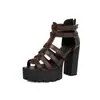 Sandalias de verano para mujer con punta abierta, nuevas sandalias de tacón ultra alto, plataforma impermeable de tacón cuadrado para mujer, zapatos transfronterizos de talla grande para mujer con cremallera trasera