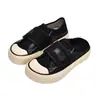 Zapatos Blancos de Velcro sin Cordones para Mujer 2024 Nuevos Zapatos de Lona con Suela Gruesa Punta de Mango para Mujer Zapatos Perezosos de Dos Usos