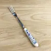 Cuchara de café con mango de cerámica creativa, tenedor de fruta, cuchillo y tenedor para pastel de luna, venta al por mayor directa de fábrica
