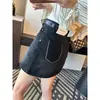 Saia Jeans Retrô Preta e Cinza para Mulheres Verão Nova Tamanho Grande Gorduchas Figura Pera Cintura Alta Saia Reta Quadril