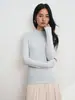 Camisa Base de Acetato de Tencel y Lana para Mujer, Nuevo Top Básico de Cuello Redondo Medio para Otoño/Invierno, Camiseta Básica de Cuello Semi-Alto