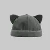Bonito gato orelhas gorro chapéu de chão verão moda all-match personalizado melão chapéu lavado antigo local rifa chapéu feminino