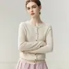 Cardigan Suéter Outerwear de Malha Quente com Gola Alta, Slimming, Manga Longa, Versátil, Fashionável, 100% Caxemira Pura