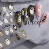 Adesivos de Arte para Unhas Halloween em Relevo 5D com Borda Dourada, Fantasma, Abóbora, Morcego, Teia de Aranha, Festa de Feriado de Horror