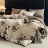 Set de regalo de cuatro piezas de ropa de cama jacquard tipo lino de alto gramaje, set de tres piezas de gasa arrugada lavada vintage, funda de edredón engrosada