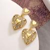 Aogu Estilo Metal Europeo y Americano Moda Lujo Accesible Zirconia Aretes de Corazón Diseño Nicho Lujo Accesible Aretes Personalizados