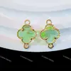 Vidrio de cristal de color doble colgante flor de cuatro pétalos colgante diy pulsera de cuentas hecha a mano pendiente collar accesorios