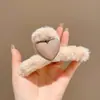 Pinza de pelo grande, voluminosa, de felpa floral para mujer, otoño/invierno, estilo de alta gama, pinza de pelo de lazo, nuevo clip de tiburón estilo coreano