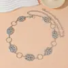 Accesorio de cadena para la cintura tallada en tono dorado vintage transfronterizo para faldas, cinturón circular metálico de empalme bohemio al por mayor