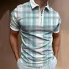 Roupas Masculinas de Comércio Exterior Europeu e Americano, Polo Masculino de Zíper com Estampa 3D de Cor Sólida Mais Vendido da Amazon