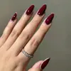 Comercio Exterior Simple Retro Borgoña Brillo Fino Uñas Almendradas Estilo Europeo Ins Wear Uñas 24 Piezas Uñas Postizas