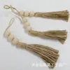 Decoração de Casa DIY Boêmia de Madeira Natural Transfronteiriça Cordão de Contas de Madeira com Corda de Juta e Pingentes Pendurado na Parede Cordão de Contas de Madeira Feito à Mão