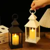 Lanterna Estilo Retrô Transfronteiriça Lâmpada Eletrônica LED Vela Candelabro Lanterna Vento Grande Lanterna Pequena Decoração de Natal Halloween Feriado
