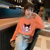 Camiseta de Manga Larga de Algodón Puro con Estampado de Dibujos Animados para Niñas Estilo Coreano Moderna Holgada Moda para Bebé Camiseta Base Trendy
