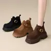 Botas cortas de suela gruesa para chica baja estilo Martin para mujer 2026 nuevo estilo invierno con felpa adicional gamuza slip-on aumento de altura botas cortas Birkenstock