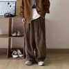 Pantalones de Trabajo Sueltos para Hombre de Pierna Ancha Versátiles Casuales Cintura Elástica Estilo Japonés Pantalones Largos de Niño para Hombre Diseño Vintage