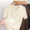 Camiseta de Mascarilla Tencel Lyocell Lino para Mujer, Camisa Base Delgada de Manga Corta de Verano, Nuevo Top Ajustado al Cuerpo de Hombro Regular 2026