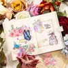 Adesivos Pet Dia Bonito Série Rosa Compromisso Tema Rosa Arco-Íris Materiais para Decoração de Diário 5 Folhas