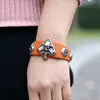 Pulsera al por mayor europea y americana nueva hebilla de par pulsera de cuero punk original vintage pulsera de piel de vaca joyería punk