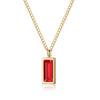 Collar Rectangular Retro de Acero Inoxidable con Circonita de Colores, Estilo de Nicho de Alta Gama, No se Desvanece, Cadena de Clavícula Minimalista Versátil