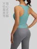 Ropa de Yoga Pilates Top Anti-exposición Cuello Redondo Ajustado Mujer Secado Rápido Espalda Bonita Chaleco de Yoga Fitness Dropshipping
