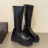 Botas de estilo retro, adelgazantes, de suela gruesa para mujer, botas altas, nueva colección de otoño 2026, que realzan la altura, para combinar con faldas, de suela blanda, botas de montar estilo coreano