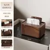 Caixa de Lenços com Textura de Madeira para Sala de Estar, Caixa de Lenços Doméstica, Luxo Leve, Porta-Guardanapos Criativo de Alta Qualidade, Adequado para Pousadas, Hotéis, Mesas de Centro