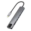 Estación de acoplamiento multifunción 10 en 1 tipo C a HDMI, puerto de red RJ45 de 100 m, base de expansión para portátil
