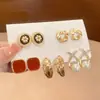 Conjunto de Dez Brincos Pingente Flor de Pérola Agulha de Prata e Diamante, Brincos Modernos e Versáteis, Brincos Retro de Luxo Leve para Mulheres