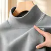 Roupa Masculina De Rong Camiseta de Manga Longa Outono/Inverno Gola Meia-Alta Escovada Camada Base Estilo Coreano Quente Justa Roupas de Outono Tendência