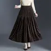 Falda midi floral de moda y elegante para mujer, nuevo modelo otoño 2026, de cintura alta, que cubre la cadera, falda larga elegante y versátil con un dobladillo amplio.