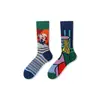 Calcetines de Moda Originales Asimétricos Estilo AB para Mujer Calcetines de Algodón de Verano Zhejiang Arte de Dibujos Animados Personalizado Calcetines de Algodón de Tubo Medio para Hombres y Mujeres