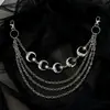 Corrente Punk Grossa Cruzada Europeia e Americana Hip-Hop Corrente para Calças Acessórios Moda Multi-Camadas Corrente Corporal Lua Corrente Versátil para Calças