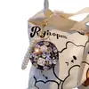 Llavero Colgante de Espejo de Maquillaje Redondo Conveniente Incrustado con Diamantes Creativos, Accesorio de Bolso Moderno, Pequeño Regalo para Pareja al por Mayor