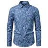 Comercio Electrónico Transfronterizo 2026 Nueva Amazon Camisa de Mezclilla de Manga Larga con Estampado Paisley Vintage para Hombre AliExpress