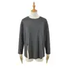 2603-26 Primavera Estilo Coreano Holgada Hombros Descubiertos Blusa Top Deportivo con Mangas Largas Curvas y Dobladillo con Abertura Camiseta Capa Base
