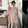 Pijama Feminino de Verão Novo Estilo Coreano Estilo Ins Manga Curta, Roupa de Casa Casual Solta Adequada para Usar ao Ar Livre
