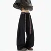 Estilo Old Money Retro Pantalones Vaqueros Occidentales a Cuadros Contrastantes Hoja Curva Hombres Mujeres Verano Alta Gama Sueltos de Pierna Ancha Pantalones Casuales