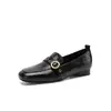 Mocasines ZHR de punta cuadrada para mujer, nuevo modelo otoño 2026, zapatos pequeños versátiles de cuero con hebilla metálica, zapatos casuales de tacón bajo para ir al trabajo
