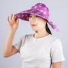 Chapéu de Aba Larga em Formato de Flor com Fita, Chapéu de Proteção Solar, Chapéu Protetor de Viagem que Cobre o Rosto, Chapéu de Sol para Voluntários, Estilo Moderno