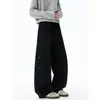 Pantalones Casuales Estilo Americano Primavera y Otoño Marca de Moda Remache Negros de Pierna Recta Pantalones de Chándal Hombres Moda Sueltos Versátiles Deportivos Largos