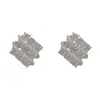 Brincos Quadrados de Zircônia Estilo Francês Luxo Leve para Mulheres Exquisitos Modernos Versáteis Toque de Alto Padrão Brilhantes Super Pequenos Brincos Venda por Atacado