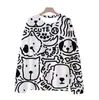 Camiseta de Manga Larga con Estampado de Elefante en Línea Minimalista, Top Redondo de Manga Larga Artístico y Creativo para Mujer