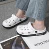 Zapatos con Agujeros para Mujer Ropa de Verano 2024 Nuevo Color Combinado Sensación de Truco Suela Gruesa Elevada Playa Antideslizantes Sandalias de Punta Cerrada