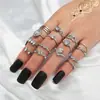 Novo Anel Aberto Amazon Gota de Água Corte Vazado Diamante Coração Conjunto de 15 Peças Anel Joia