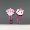 Porta marcapáginas de PVC de personalidad creativa, clip para papel de unicornio, pin, marcapáginas de concha de dibujos animados, decoración de papelería linda