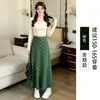 Falda Larga de Gasa con Estampado de Leopardo para Mujer, Nuevo Estilo de Verano, Cintura Alta, Adelgazante, Cintura Elástica, Falda Fresca y Transpirable de Longitud Media