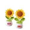 Regalo del Día del Maestro para Maestros Planta de Girasol en Maceta Tejido para Maestros y Amigos Decoración del Hogar Terminado Temporada de Graduación